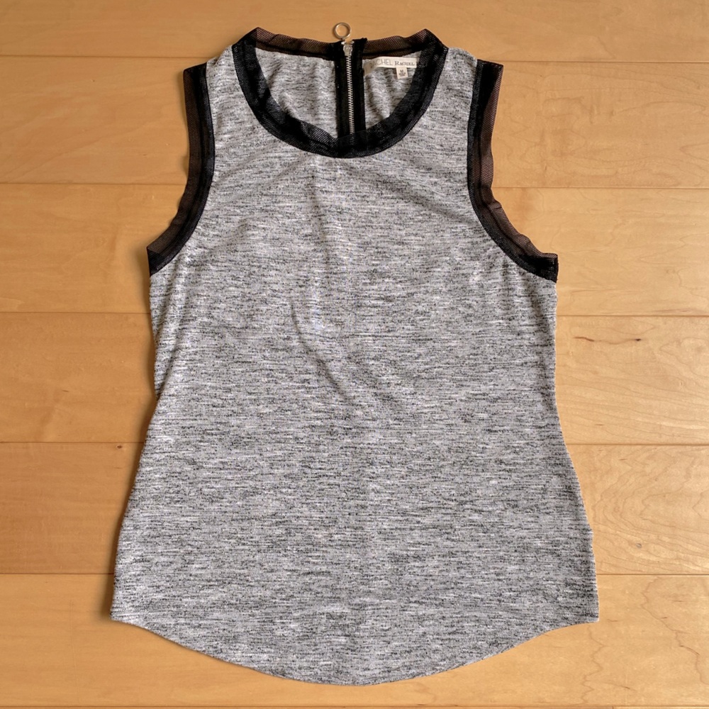 Rachel Roy Mesh Trim Zipper Back Tank Top